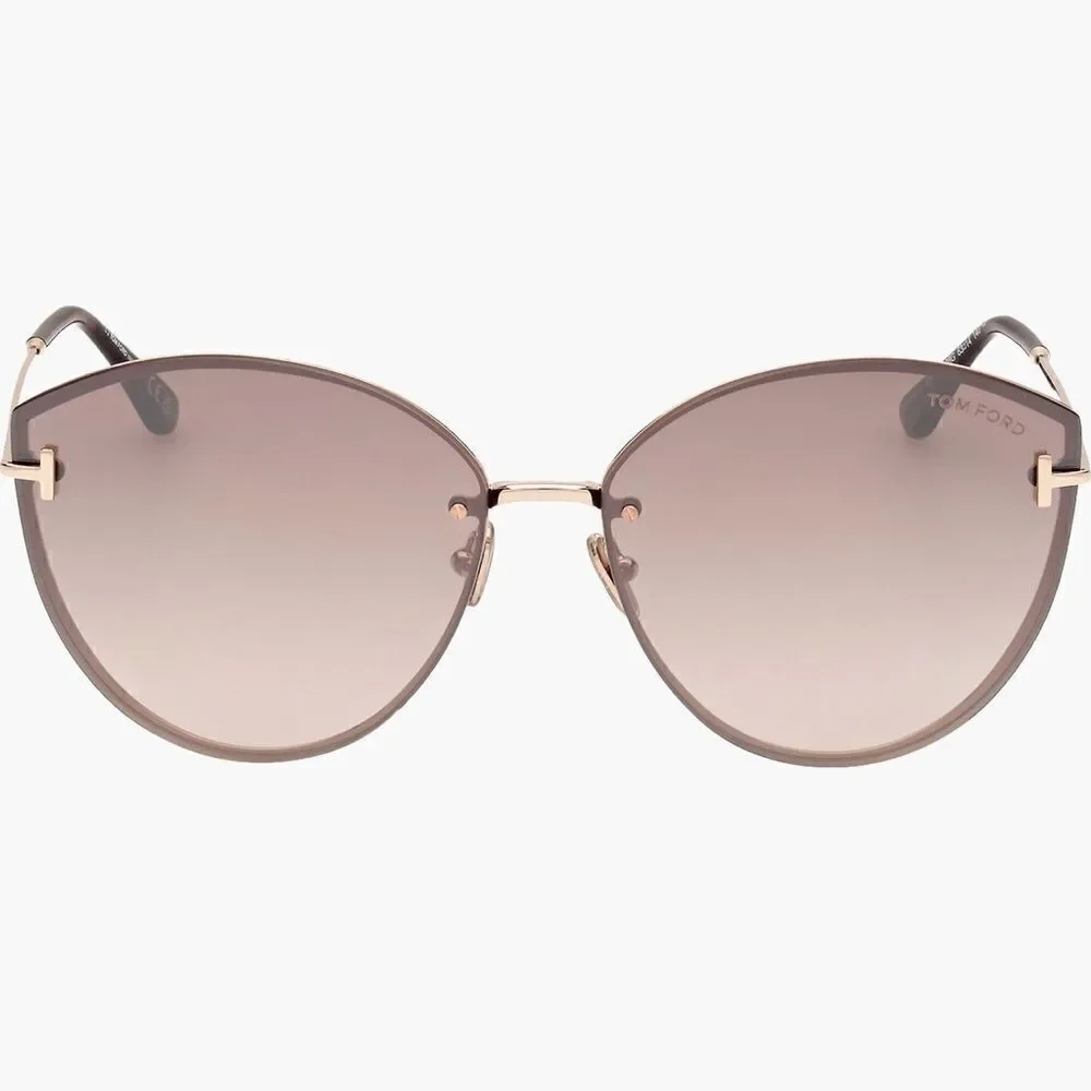 Tom Ford Evangeline 63mm Oversized Gradient Cat Eye Sun glasses rose gold/brown